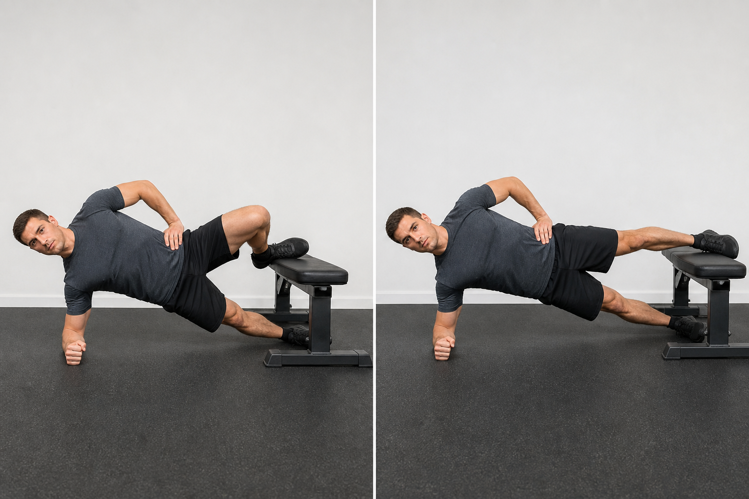 Bent-knee and straight-leg Copenhagen plank progressions